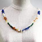 ネックレス天然石アゲートオパールラピス・ラズリホワイト白ブルーオレンジハン...