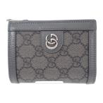 グッチ GUCCI GGコインウォレット 760238 二つ折り財布 GGスプリームキャンバス レザー グレー メンズ レディース【中古】【Aランク】