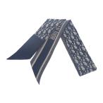 クリスチャンディオール Christian Dior ミッツァ オブリーク ロゴ 15DOB106I600 スカーフ シルク ネイビー レディース【中古】【Aランク】