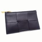 ボッテガヴェネタ BOTTEGA VENETA マキシイントレチャート カセット ファスナー 681010 VCQC カードケース ネイビー【中古】【Aランク】