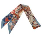 エルメス HERMES ツイリー De l'Ombrelle aux Duels Vieux 杖傘と決闘 スカーフ シルク ブルー 青 レディース【中古】【ABランク】