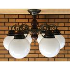 大正浪漫漂う モダンレトロなシャンデリア　【E26-60W×6灯】 / アトリエ 洋館 古民家 カフェ インテリア照明  アンティーク 昭和レトロ 大正ロマン　ISGK:10-03