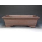 【ISBS】人気常滑作家 中野裕士作「裕士紫泥外縁下紐段足長方鉢」(15号)(約47.0cm)