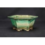  популярный глазурь автор Fukuda багряник японский . произведение [ багряник японский . зеленый . обжиг в печи менять вне . внизу шнур уровень пара шестиугольник горшок ]5 номер (16.5cm)