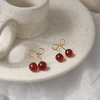 さくらんぼ ピアス チェリー りぼん ガーリー 可愛い シンプル