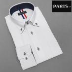 長袖ワイシャツ白地ドビーストライプ...