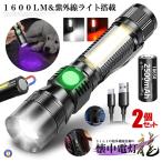 2個セット 懐中電灯 LED 超高輝度 1600ルーメン ブラックライト COBライト USB充電式 2500mAh マグネット 7MODORAI