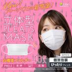 立体型プリーツマスク ぴったりフィット 40枚入(ホワイト) iSDG マスク 立体型マスク 不織布 立体 カラーマスク ぴったり マスク おしゃれマスク 当日発送