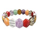 多種天然石六角形レア仕様バングルブ...