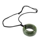 良質濃い目ひすい指輪サムリング黒糸...