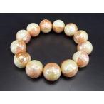 希少天然モザイクシェルピンク&amp;ミルキーホワイト大玉16ミリ数珠