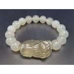 Yahoo! Yahoo!ショッピング(ヤフー ショッピング)【蓄財運】天然石ミルキーホワイトオニキスデカヒキュウ彫り数珠ブレス