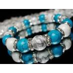 Yahoo! Yahoo!ショッピング(ヤフー ショッピング)新作/迫力/人気天然石/昇龍銀箔手彫り/ホワイト青ターコイズ/水晶/12mm数珠