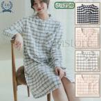 [ популярный товар ] неглиже пижама женский весна лето осень длинный рукав One-piece передний открытие салон we around шея .. проверка длинный хлопок 100% viera материалы часть магазин надеты 