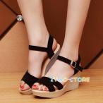 ショッピングウエッジソール 【人気商品】サンダル 靴 シューズ くつ レディース ウエッジソール 安い 春夏 厚底ウェッジ　サンダル アンクルストラップ 歩きやすい コンフォートサンダル