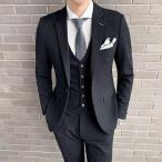  костюм мужской формальный деловой костюм 3 позиций комплект костюм-тройка черный серый в клетку тонкий смокинг свадьба праздничные обряды 