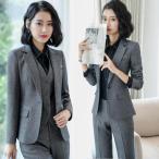 スリーピース レディース スーツ フォーマル パンツスーツ 大きいサイズ 無地 長袖 ビジネススーツ 結婚式 二次会 OL女性 通勤オフ