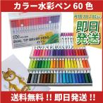 カラー筆ペン 60色セット カラーペン マーカーペン 水性ペン 水彩ペン 塗り絵 画材 筆ペン カラー 収納ケース付き island banana