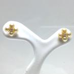 真珠 ピアス パール 白蝶真珠天然ケシ スタッド 真珠ピアス パールピアス 3.0-3.5mm K18 イエローゴールド ダイヤモンド 0.02ct 70401