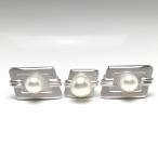  жемчуг галстук булавка жемчуг Akoya жемчуг запонки комплект 8.5mm серебряный 73126