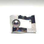 真珠 ブローチ パール 黒蝶真珠 真珠ブローチ パールブローチ 10.5mm シルバー 73193