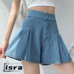  Denim шорты женский шорты flare pants юбка-брюки короткий короткий хлеб плиссировать ska ntsus машина cho свободно Silhouette te