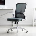 メッシュチェア オフィスチェア ホワイト 白 ミドルバック ロッキング ランバーサポート グレー