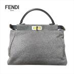 【中古】 FENDI フェンディ　Peekaboo ピーカブー　ハンドバッグ　フェルト　グレー　レオパード