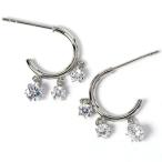 Yahoo! Yahoo!ショッピング(ヤフー ショッピング)（片耳用） フープピアス 3粒 キュービックジルコニア ステンレス G型パイプ SUS316L g1510q3 CZ スタッドピアス （ND）
