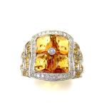 クリスマスプレゼント11月誕生石シトリンリング指輪K18WG18金ダイヤモ...