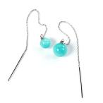 プレゼント金属アレルギーアマゾナイトアメリカンピアスチェーンロング華奢ステ...