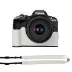  Canon Canon EOS R50 для камера половина кейс камера кейс PU кожа EOS R50 рукоятка для сжимания штатив дыра есть защитный корпус плечо с ремешком . белый 