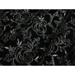 閉店処分大セール お買得 【ベルベット/オールオーバー/レース】 日本製生地 黒/刺繍銀ラメ 90cm巾3.3m 2381-689 【一点在庫あり ご注文はお早めに】