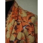 ショッピング閉店 閉店処分大セール　お買得　【名門　SOLSTISS／ウールリバーレース】 フランス製,輸入生地,　ベージュ／オレンジ　90cm巾　4.0m　  2181-746 【送料無料】　【