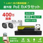 NVRPoE給電400万画素防犯カメラ（2台）・録画機 （2TB付）・モニター無しセット