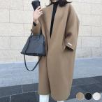 ノーカラー ゆったり ガウン ロングコート