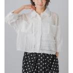 ショッピングフリル 【GALENA】メッシュフリルコンビブラウス★☆70060-4154