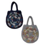 ウール フラワーリース刺繍 卵型フェルトバッグ H25W274