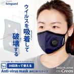 マスク 日本製 N95規格フィルター 立体型 布製マスク リビングガード アンチウイルスマスク 洗える 通気孔バルブ有り GSIクレオス