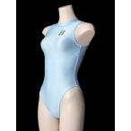 ライトブルー+ ステッチホワイト 「 ロゴ8 」 女性用水球水着(後ろファスナー) Mermaidia(マーメイディア) + 【 テルタン : terthane 】