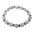 ショッピング訳有 訳有天然石ブルーレースアゲート約8mm水晶ボタンデザインブレスレット