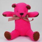 名入れ刺しゅうで、世界にひとつのカシミヤ・テディベア。ホットピンク色のフューシャ・キッドベア【24cm】
