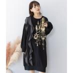 イズスカラー / 箔プリントシャンデリア フリル裏毛ワンピース