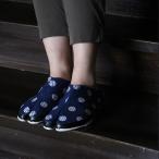 刺子織 足袋サボ 水玉/紺