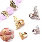  бабочка . long Dell [1 пара левый и правый в комплекте ] Gold серебряный натуральный камень четки детали K18 вакуум металлизированный ручная работа 