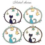  metal очарование [236. Sky кошка 1 шт продажа ].. кошка кошка cat пустой ночь пустой синий пустой звезда Star природа Gold золотой простой колье ручная работа очарование DIY
