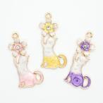  metal очарование [261. кошка старательно Sakura ]1 шт продажа кошка кошка очарование эмаль can имеется детали ручная работа ручная работа пастель DIY доставка внутри страны .. цвет ... красочный 