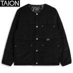 TAION タイオン ワーク クルーネック コーデュロイ×ダウンジャケット ブラック TAION-104BWK-CT