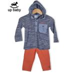 * время ограничено распродажа *[UP BABY] мужчина с капюшоном . футболка с длинным рукавом & цвет Denim комплект [tei Lee *....] темно-синий × orange 