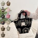 ボア素材総柄ミニトートバッグ